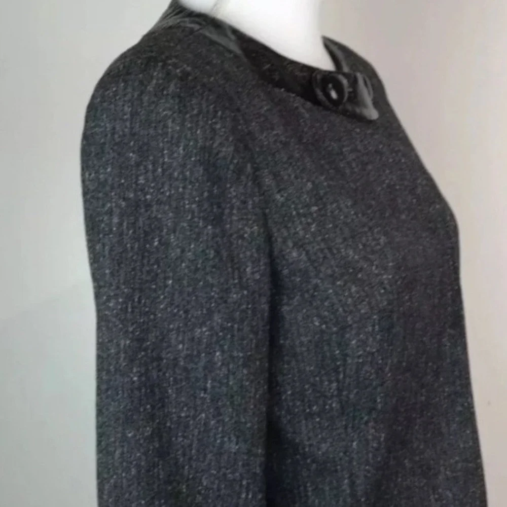 Worthington Cropped Blazer Top M‎ Black Faux Leather Snap Front Office Workwear